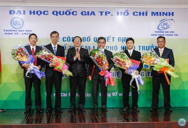 Lễ công bố quyết định bổ nhiệm, bổ nhiệm lại Phó hiệu trưởng và ký kết bản ghi nhớ hợp tác giữa Trường ĐH Kinh tế - Luật và Trường ĐH Công nghệ thông tin