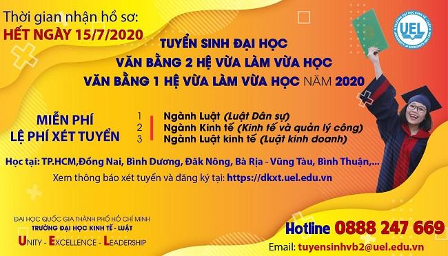Thông báo tuyển sinh Văn bằng hai vừa làm vừa học, Văn bằng một vừa làm vừa học đợt 1 năm 2020