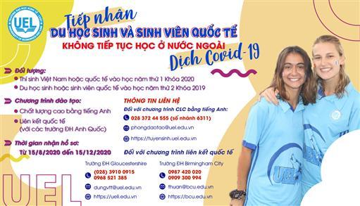UEL tiếp nhận du học sinh và sinh viên quốc tế mùa dịch Covid-19