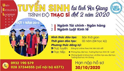 Tuyển sinh đào tạo trình độ thạc sĩ đợt 2 năm 2020 tại tỉnh An Giang