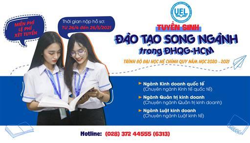 Thông báo Tuyển sinh đào tạo song ngành trình độ đại học hệ chính quy (Năm học 2021-2022)