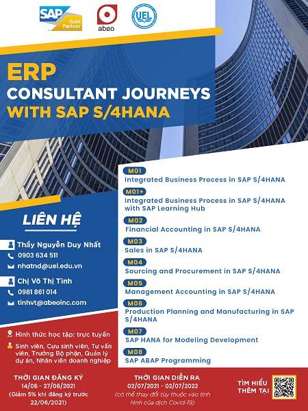 Thông báo tuyển sinh khóa học "ERP CONSULTANT JOURNEYS WITH SAP S/4 HANA"