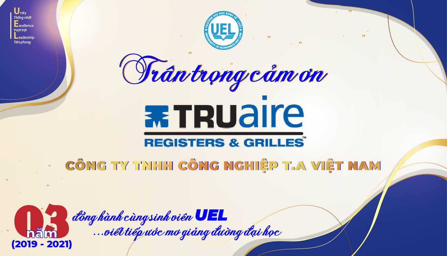 Thư cảm ơn từ UEL gửi đến Công ty TNHH Công nghiệp T.A Việt Nam